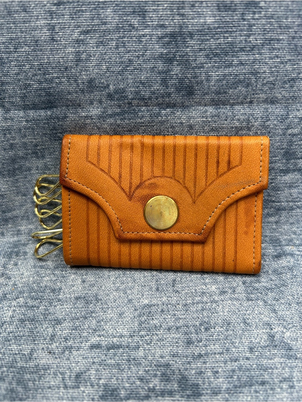 Vintage Princess Gardner Leather Wallet Key Holder Tan Top Grain Cowhide Retro